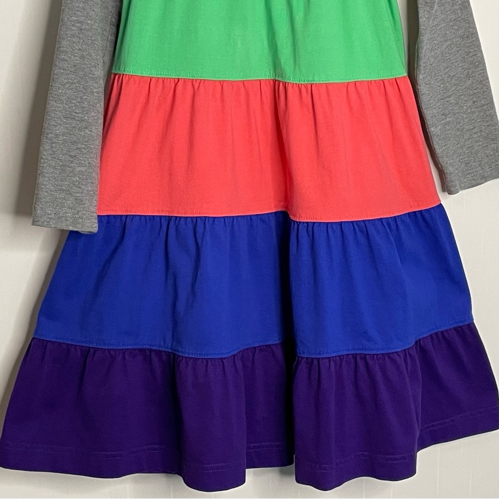 Hanna Andersson Girls Tiered Color block Twirl Power LS Dress Size 5 110 cm - Picture 3 of 12